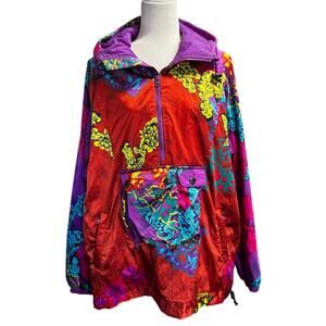 Vintage OBERMEYER Neon Floral Ski/Snowboard Anorak Jacket Size Medium